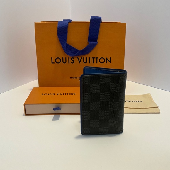 Louis Vuitton N64432 - Damier Graphite Canvas Pocket Organizer Neon Blue (Rare) - Picture 2 of 8